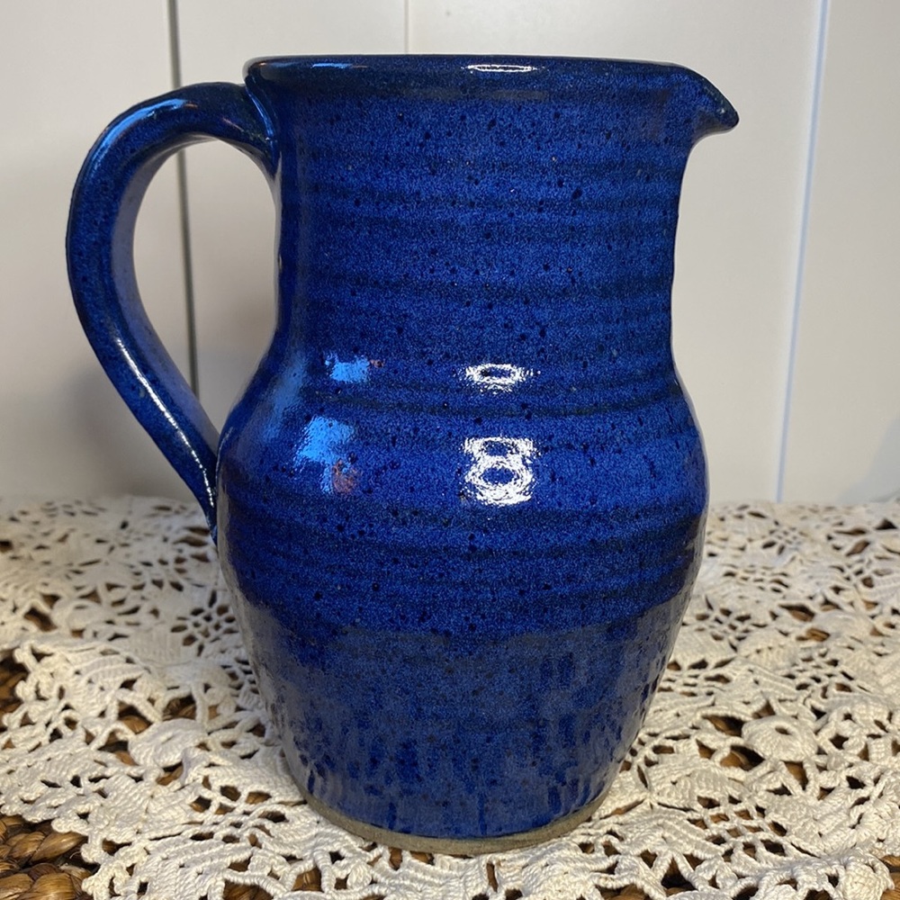 Made in Jerome Arizona Pottery Cobalt Blue Large Pitcher - Picture 1 of 8